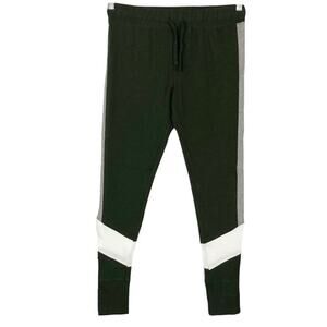 Nwt LIQUID ENERGY Leggings XL Olive 3-Tone Zip-Sides Drawstring Cotton Spandex